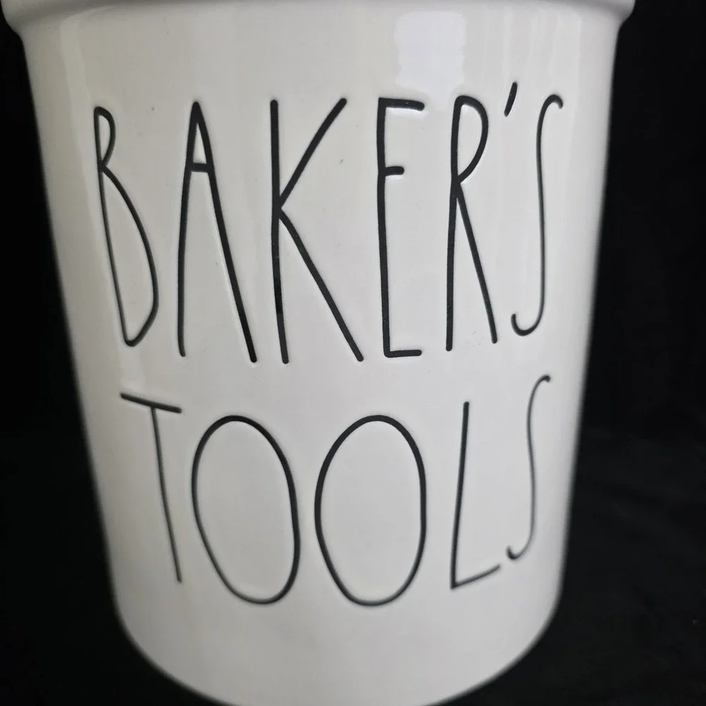 Rae Dunn Baker's Tools Crock Caddy Utensil Canister. Artisan Collection. EUC